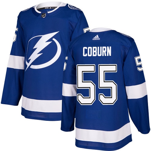 Adidas Men Tampa Bay Lightning #55 Braydon Coburn Blue Home Authentic Stitched NHL Jersey